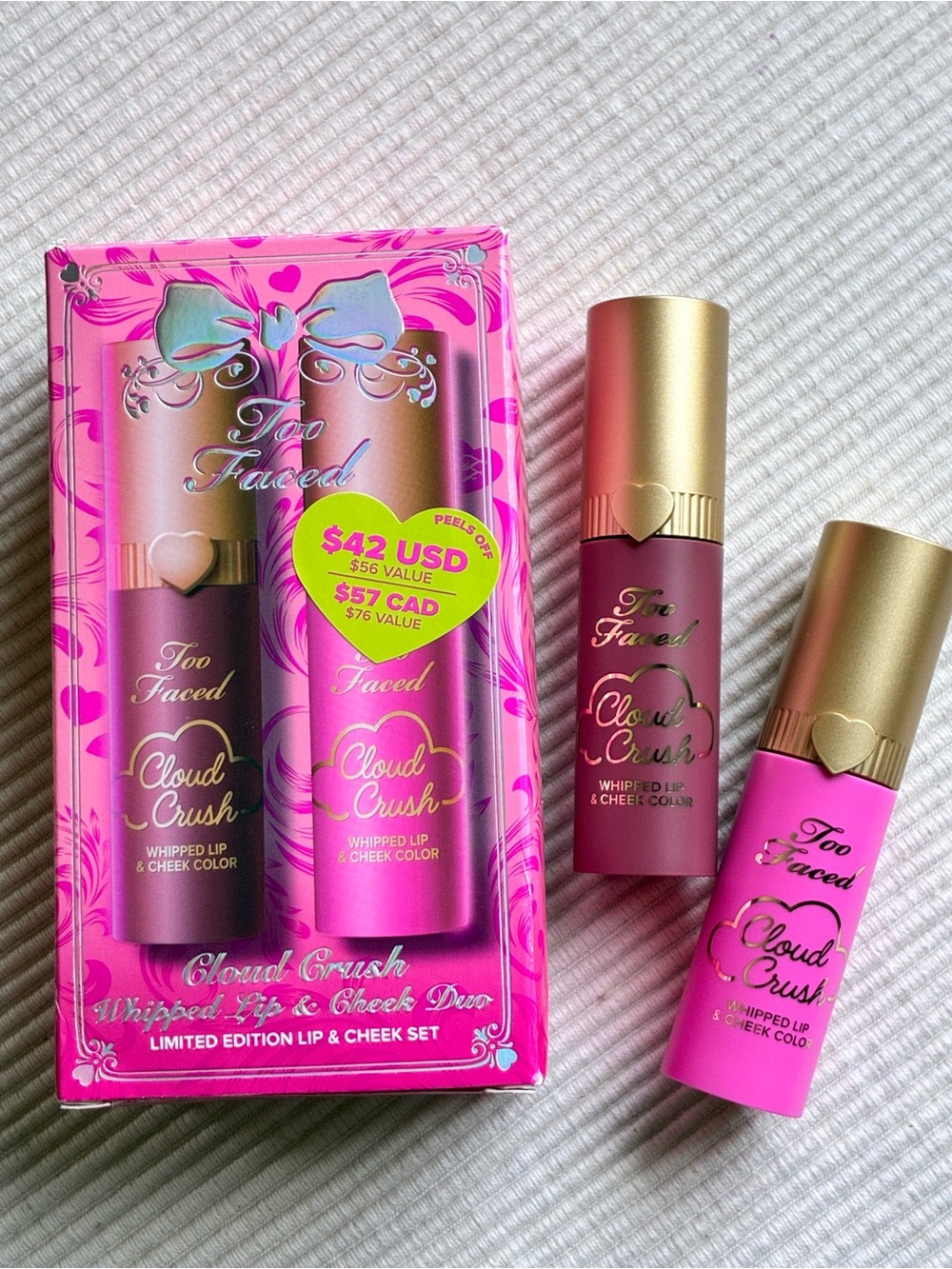 Too Faced Cloud Crush Whipped Lip & Cheek Duo Makeup Gift Set